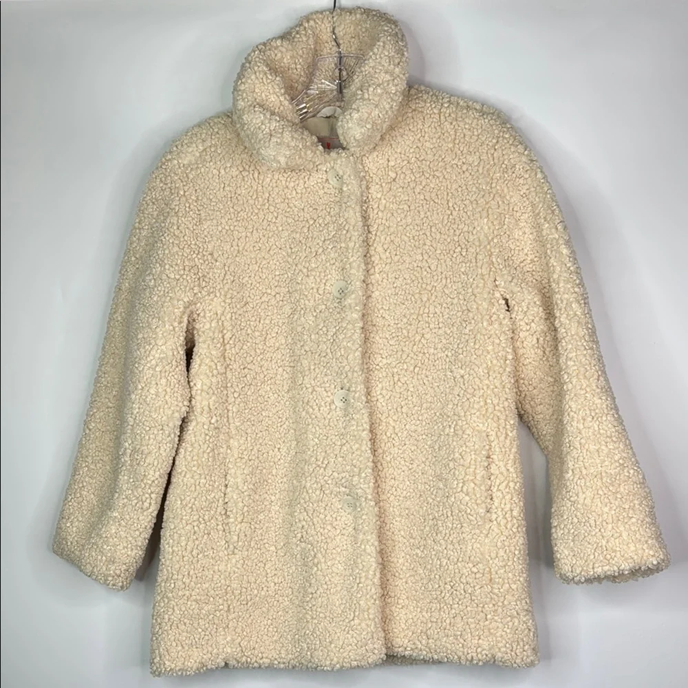 Crewcuts Cream Teddy Sherpa Button Up Jacket Size Large